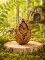 Sleeping Owl Forest Spirit, Carved Oak Owl Figurine, Woodland Guardian Statue, Nature Lover Gift, Rustic Forest Decor