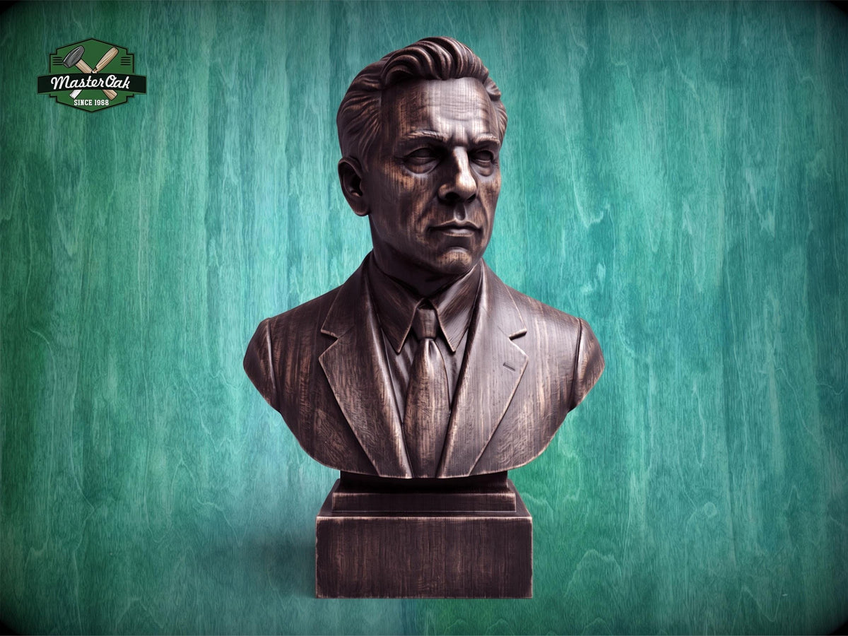 Wooden Boris Hmyria Bust | Hand-Sanded and Hand-Toned | Ukrainian Opera Singer Decor