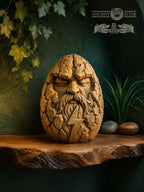 Thunder Heart Wooden Figurine, Oak Norse God Statue, Viking Thunder Guardian, Small Pagan Altar Decor