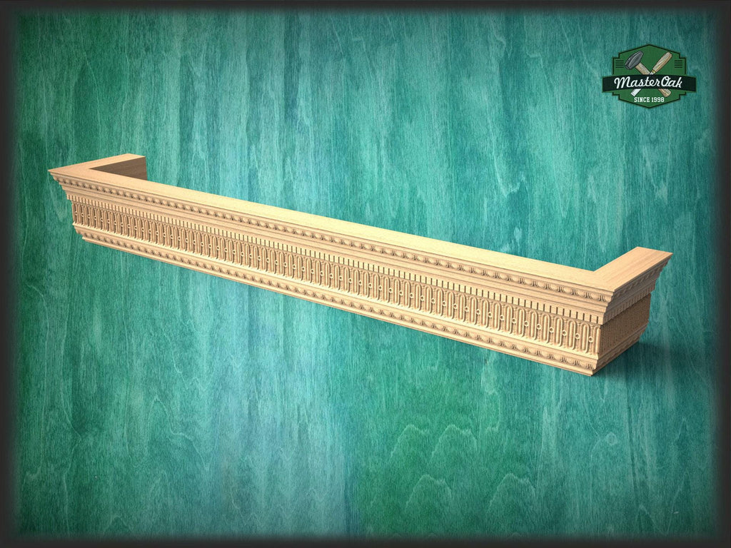 Carved Wooden Curtain Cornice, Classical Window Valance, Unfinished Solid Wood