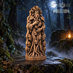 Green Man Tree Guardian Statue, Oak Wood Woodland Spirit, Leaf Crown and Root Sculpture, Pagan Altar Decor, Forest Lover Gift