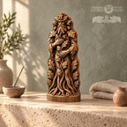 Green Man Tree Guardian Statue, Oak Wood Woodland Spirit, Leaf Crown and Root Sculpture, Pagan Altar Decor, Forest Lover Gift