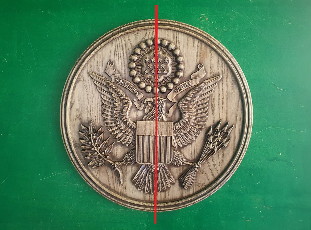 Custom order. Divided The Great Seal of USA made of wood 20