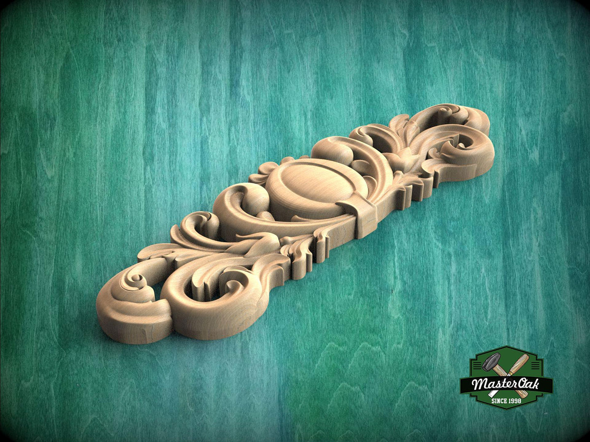 a wooden carved object on a green background
