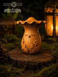 Wooden Chanterelle Forest Spirit Figurine, Oak Mushroom Guardian, 2.76 in
