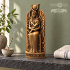 Isis and Horus Figurine, Egyptian Mother and Child Statue, Oak Wood Altar Decor, Seated Goddess Sculpture, Kemetic Gift