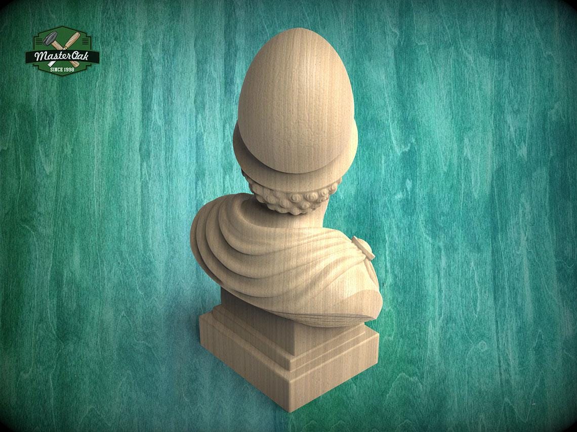 Pericles Bust, Hand-Finished Wood Sculpture | Ancient Athens Decor