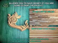 Load image into Gallery viewer, The image is a promotional advertisement for Master Oak, a company that specializes in painting wooden products. It features a close-up of a wooden sample with a decorative design, along with a sample of multi-toned wood. The text on the image provides information about the product, including the cost of painting the product and the potential savings for customers.
