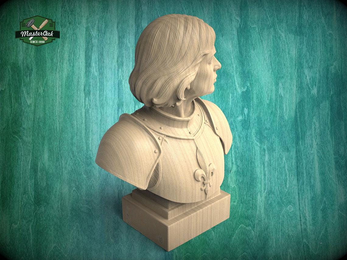 Joan of Arc Bust, Hand-Finished Wood Sculpture | Gift for Strong Women
