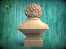 Load image into Gallery viewer, Beethoven Bust Statue | CNC-Carved Wood, Hand-Sanded &amp; Toned | Piano Room Decor
