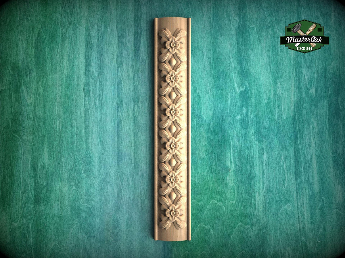 Floral Elegance Wood Pilaster, 1pc, Unpainted, Carved Wood Trim Post Pillars