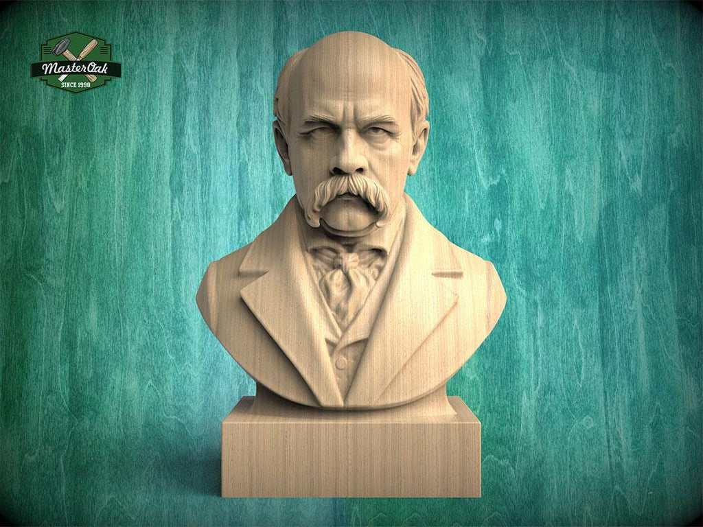 Taras Shevchenko Bust, Hand-Finished Wood Sculpture | Ukrainian Culture Gift