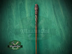Carved Wood Cane with Archangel Michael – Christian Walking Staff Decor, Painted, religion stick