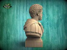 Load image into Gallery viewer, Marcus Aurelius Bust, Hand-Finished Wood Sculpture | Stoic Philosophy Decor
