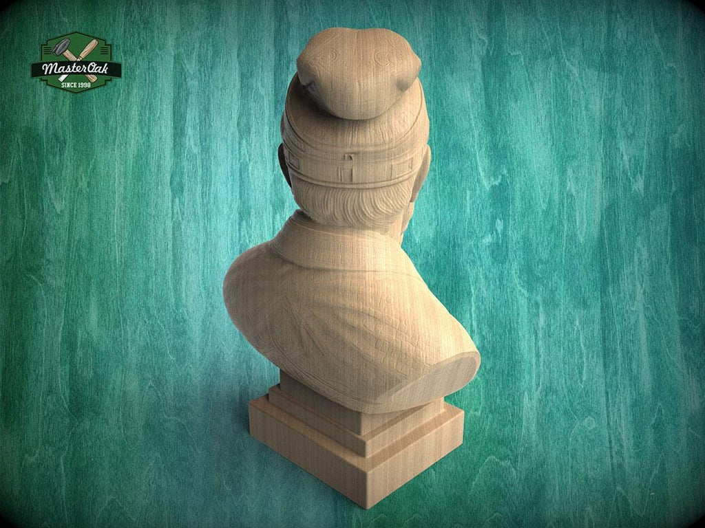 Confucius Bust | Carved & Hand-Finished Wood Statue | Chinese Philosophy Decor