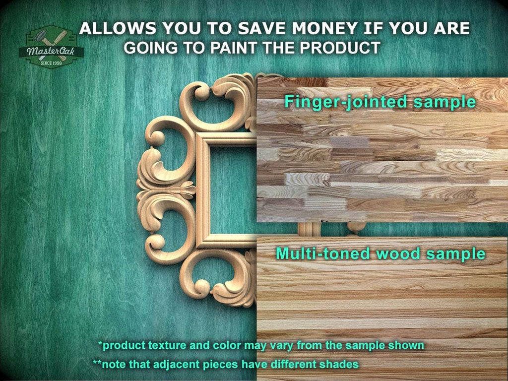 The image is a promotional advertisement for Master Oak, a company that sells paint for painting wooden products. It features a wooden frame and a wooden sample, along with text that provides information about the products.