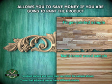 Load image into Gallery viewer, The image is a promotional advertisement for a product, specifically a paint product. It features a close-up of a wooden surface with a decorative element, and a sample of the product. The text on the image provides information about the product, including that it allows you to save money if you are going to paint the product, and that the product texture and color may vary from the sample shown. The image also mentions that adjacent pieces have different shades.
