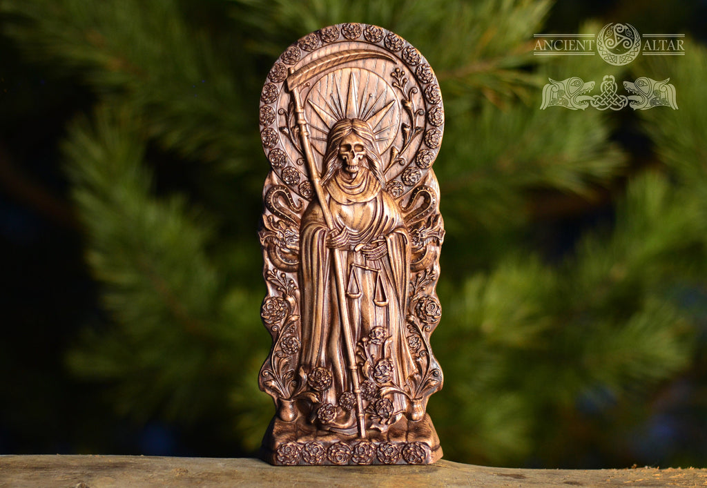 Custom order. Santa Muerte Statue – Enlarged size, 15 inches, Pagan Occult Altar Decor, Goddess of Protection, Justice and Transition