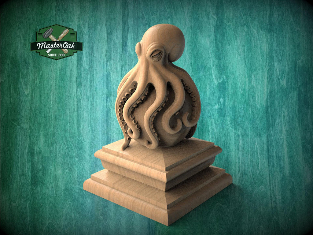Octopus Finial: Coastal Home Decor (woodcarved Art)