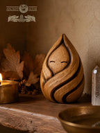 Forest Flame Spirit Figurine, Carved Oak Fire Guardian, Woodland Spirit Statue, Cozy Hearth Decor, Fantasy Nature Gift