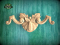 Symmetrical Leaf Carved Applique, Baroque Style Wooden Accent, Unpainted, 1pc, Home Wall Decor, Furniture Carving, Ornamental Woodwork