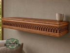 Carved Solid Oak Wall Shelf with Gothic Arch Pattern, Floating Display Shelf, Medieval and Dark Academia Home Decor