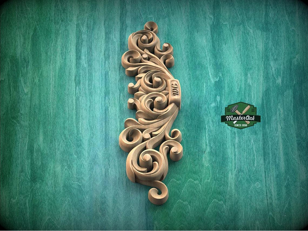 Personalized Decorative Scroll Crest with Curved Motif for Furniture Tops