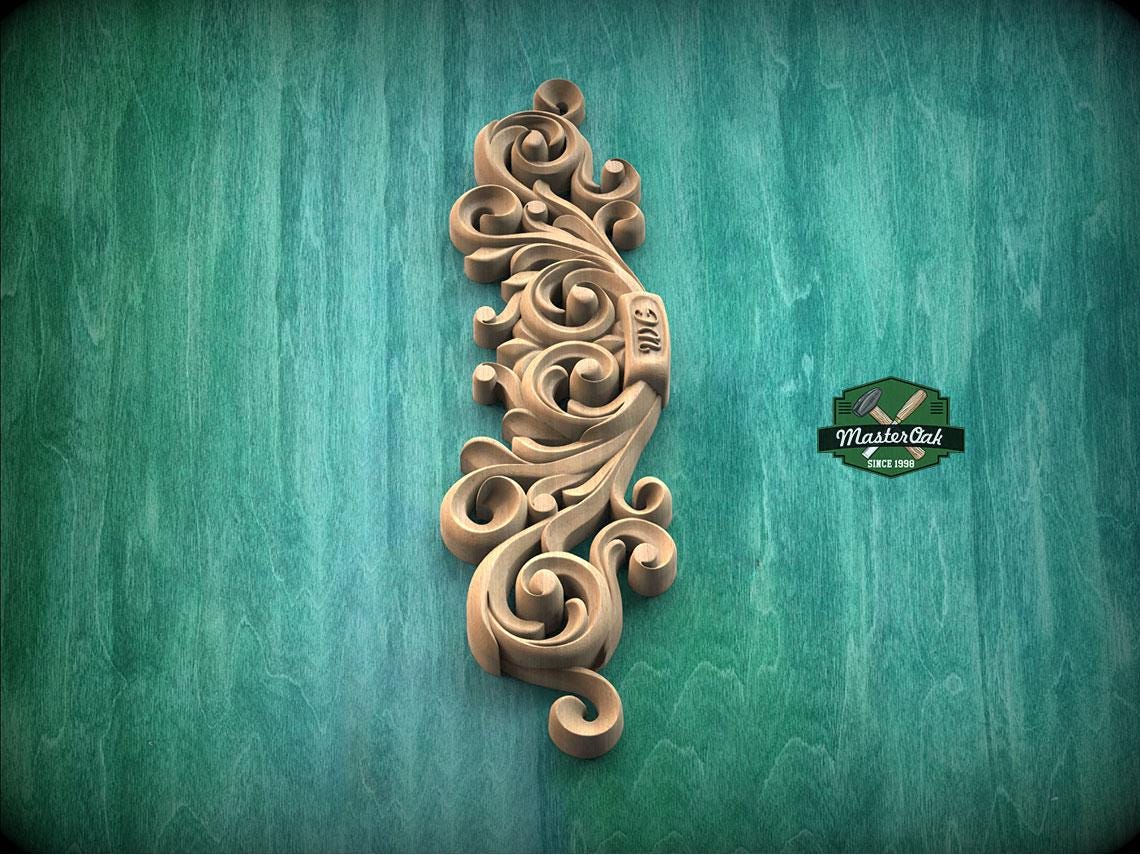 Personalized Decorative Scroll Crest with Curved Motif for Furniture Tops