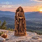Daniel in the Lions Den Statue, Solid Oak Biblical Sculpture, Prophet with Two Lions, Judaica Home Decor, Religious Gift