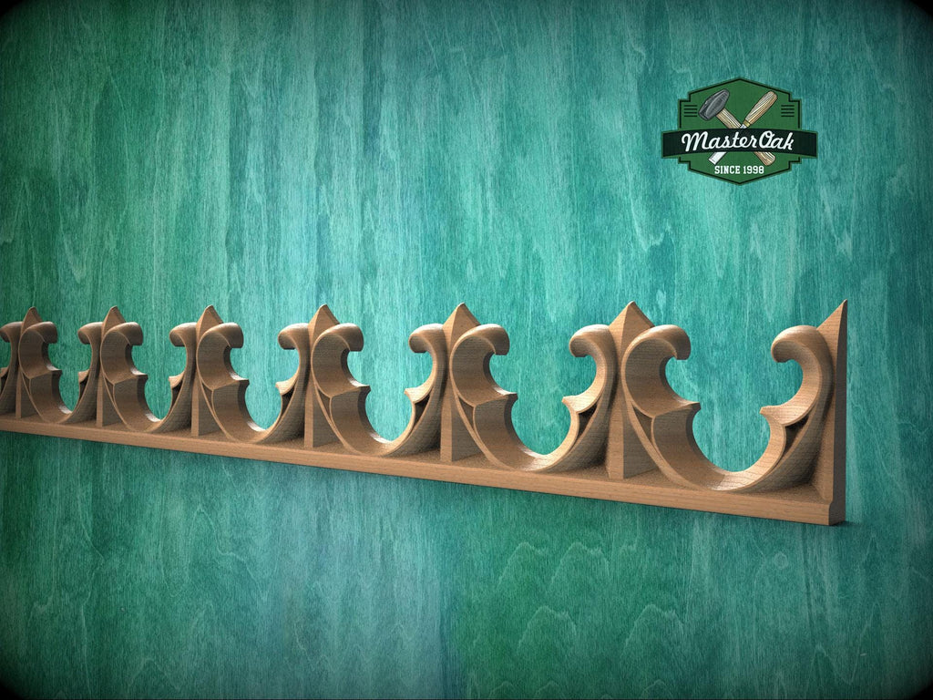 Gothic Ornamental Wood Trim Molding | Carved and Hand-Finished Applique | Furniture or Frame Decor