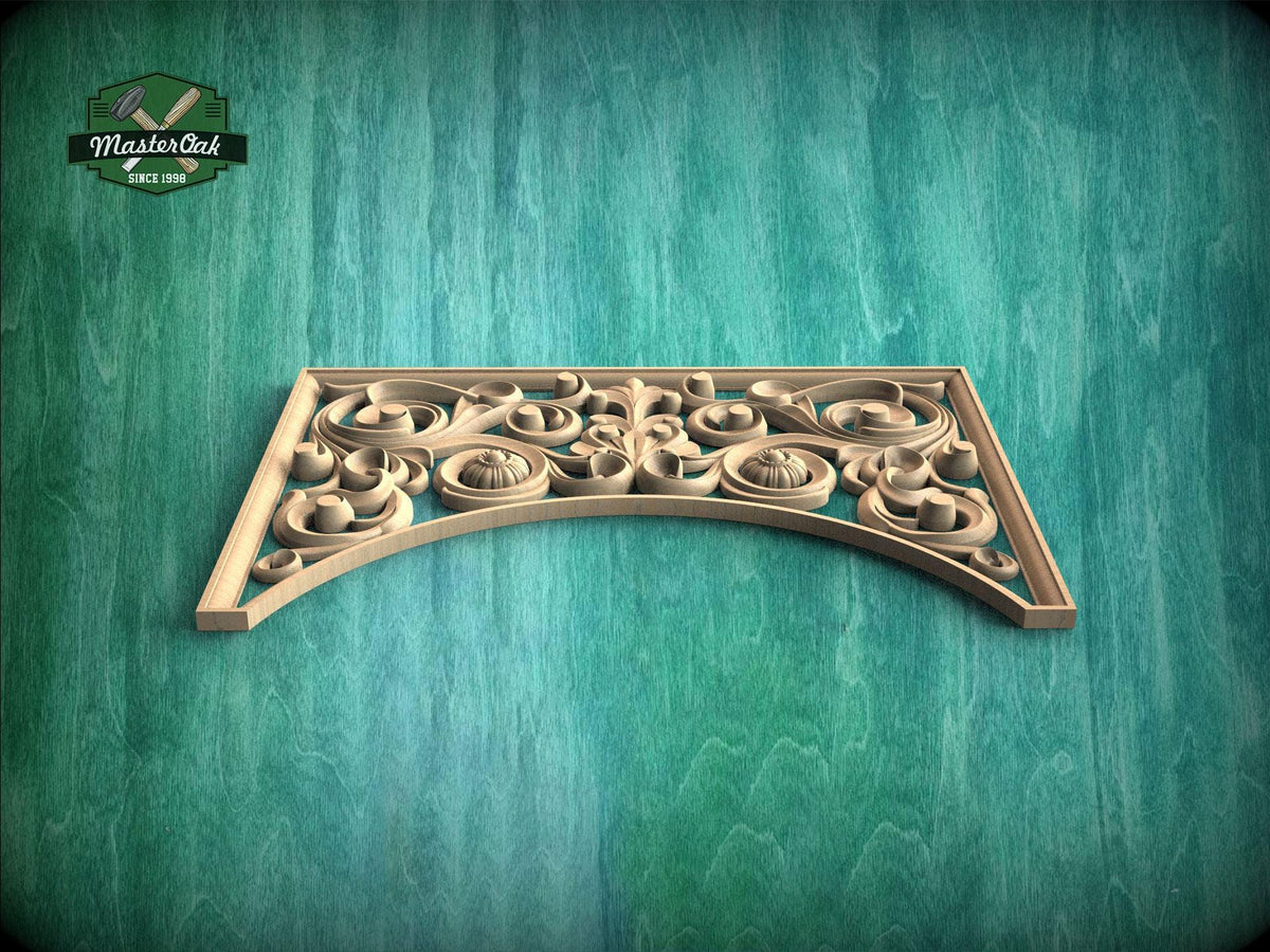 Decorative Wooden Arch Panel – Acanthus Scroll Carving for Classic Interior and Furniture Design
