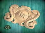 Personalized Carved Onlay, Central Wooden Cartouche for Luxury Decor, 1 pc, Unpainted, Home Wall Embellishments, wooden trims