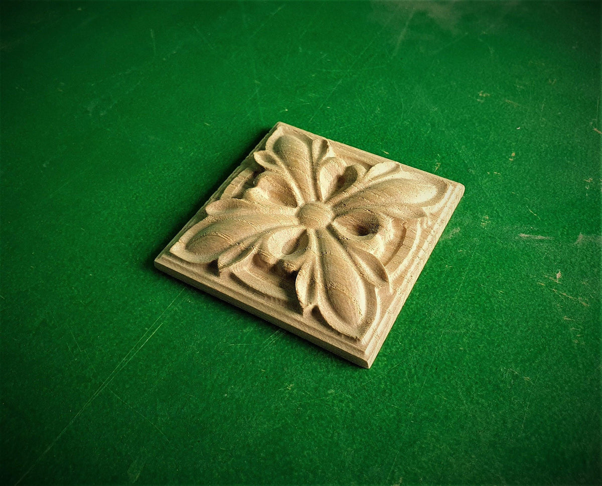 Carved Rosette Unpainted, Set of 1pc Classic style Home Wall Embellishments, wood onlays, wood wall art decor