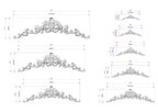a drawing of a tiara with measurements for each tiara