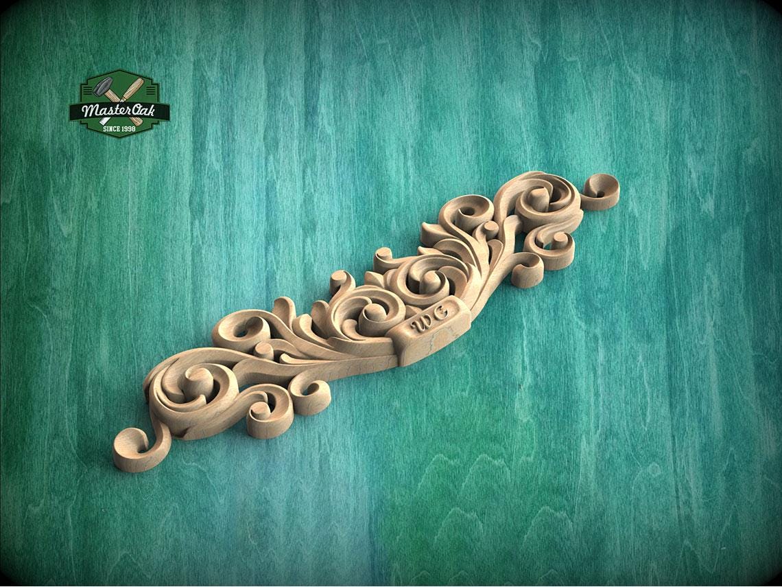 Personalized Decorative Scroll Crest with Curved Motif for Furniture Tops