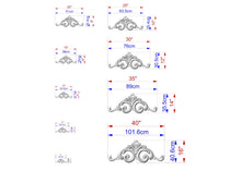 Load image into Gallery viewer, a series of images depicting various sizes of ornamental designs, likely used for scale reference or design purposes.
