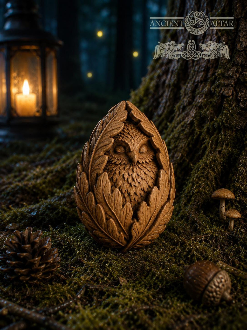 Sleeping Owl Forest Spirit, Carved Oak Owl Figurine, Woodland Guardian Statue, Nature Lover Gift, Rustic Forest Decor