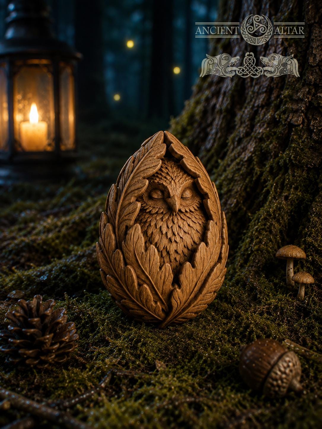 Sleeping Owl Forest Spirit, Carved Oak Owl Figurine, Woodland Guardian Statue, Nature Lover Gift, Rustic Forest Decor