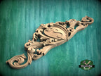 Personalized Baroque Style Carved Wood Onlay with Cartouche, Ornate Wood Crest Onlay Accent, Furniture Carving, Wood Onlay, 1pc, Unpainted