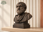 Aristotle Bust, Hand-Finished Wood Sculpture | Greek Philosophy Decor