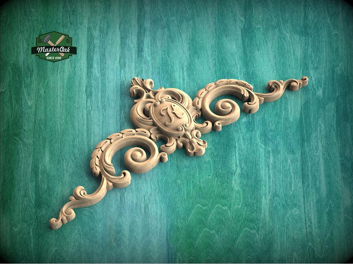 Personalized Classic Onlay with Volutes and Spirals - Home Decor Decoration, Unpainted, 1pc, Home Wall Embellishments, Furniture Carving