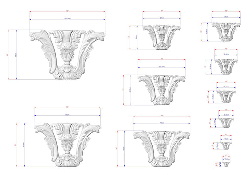 Acanthus Capital Ornament – Decorative Wooden Carving for Classic Interior or Furniture