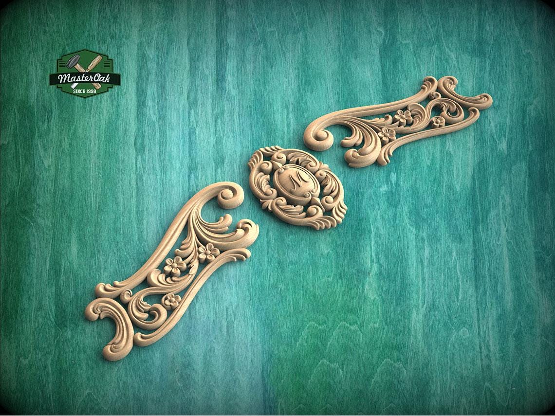Personalized Rococo-Style Carved Wood Onlay for Elegant Furniture and Fireplace Decor, 1pc, Unpainted, Home Wall Embellishments