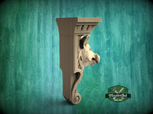 Load image into Gallery viewer, Boar Head Wood Corbel – Carved Rustic Wall Bracket for Shelves and Decor
