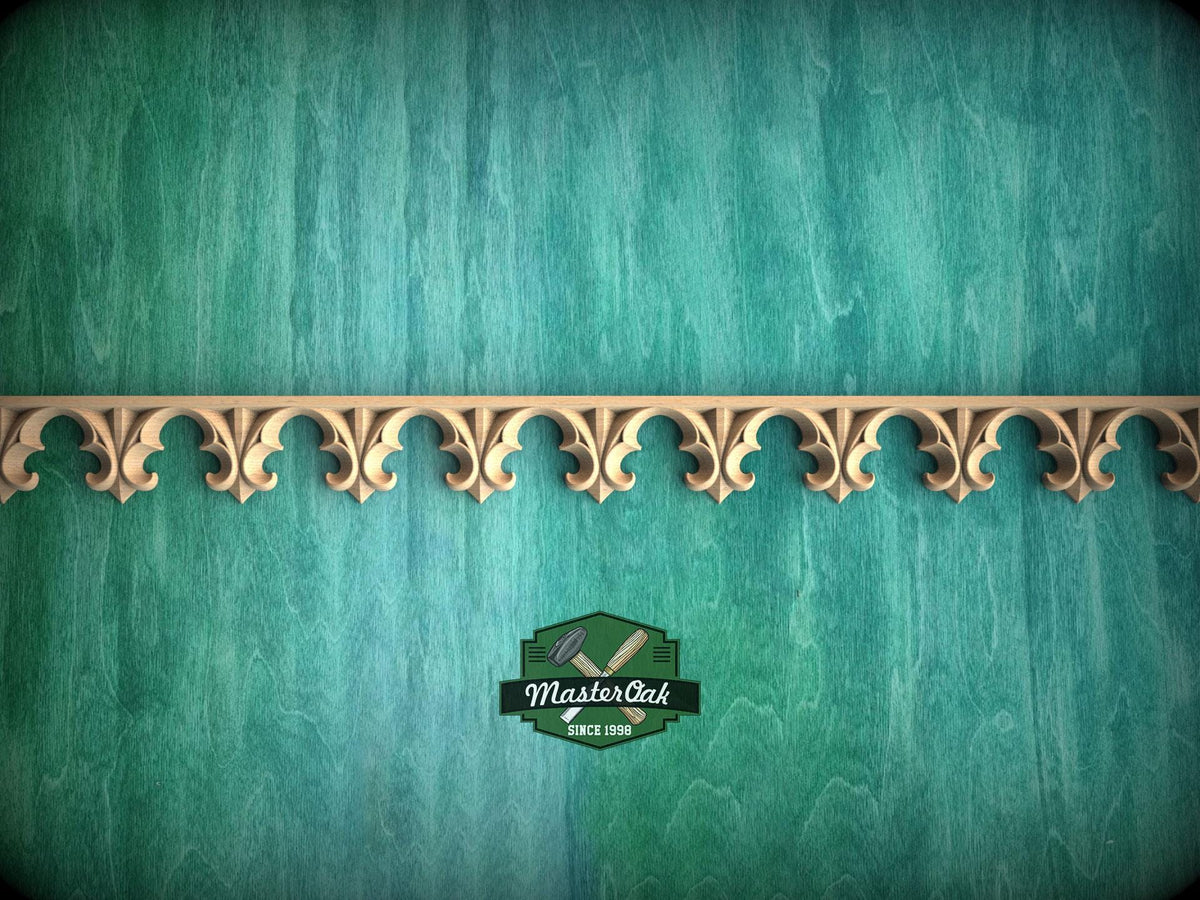 Gothic Ornamental Wood Trim Molding | Carved and Hand-Finished Applique | Furniture or Frame Decor