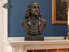 Wooden Benjamin Franklin Sculpture | Hand-Sanded & Hand-Toned | American History Decor