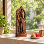 Wooden Ganesha Statue, Hindu Elephant God Figurine, Ganesh Altar Decor, Indian Deity Sculpture, Spiritual Yoga Gift