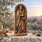 King David with Harp, Oak Wood Statue in Arched Frame, Biblical King Sculpture, Judaica Decor, Gift for Music Lovers