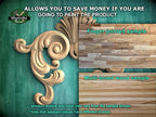Classic Shell & Scroll Wood Onlay: Timeless Elegance, 1 pc, Unpainted, Home Wall Embellishments, wooden trims