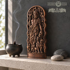 Hades Wooden Statue with Cerberus, Greek God of the Underworld Sculpture, Pagan Altar Decor, Dark Mythology Gift